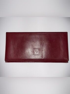 Authentic Vintage Dior Burgundy Embossed Leather Long Wallet
